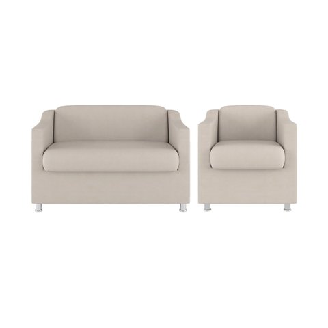 Kit Namoradeira Tilla + Poltrona Decorativa Quarto Sala Cor:bege