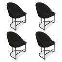 Ver imagem 1 de Kit 04 Cadeiras Poltrona de Jantar Bela Suede Base Metálica Industrial Preto - Pallazio
