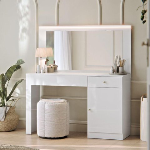 Camarim Nina para Maquiagem com Espelho Branco Fosco