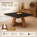 Ver imagem 2 de Mesa de Jantar 120x80 Retangular Base MDF com Vidro para Cozinha Sala e Area Goumet:Preto