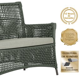 1 Sofá Área Externa Igapó Alumínio Pintura Marrom Corda Náutica Estofado Impermeável 3 - 3