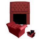 Ver imagem 1 de Kit Cabeceira Geovana + Calçadeira Baú Veneza Solteiro 100cm Suede - Ecotec Decor:Vinho