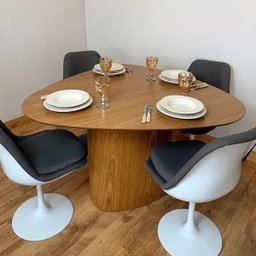 Mesa de Jantar Cone Orgânica Redonda 90x93 Cm Base Freijó Tampo Freijó Linn Design Decor - 2