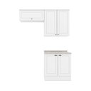 Ver imagem 2 de Kit 3 Peças Lavanderia Modulada MDF com Aéreo Basculante e Tampo Americana Branco