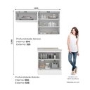 Ver imagem 3 de Kit 3 Peças Lavanderia Modulada MDF com Aéreo Basculante e Tampo Americana Branco