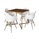 Ver imagem 6 de Mesa Jantar Industrial Quadrada 90cm Amêndoa Base V Dourada com 4 Poltronas Daw Madeira Marrom
