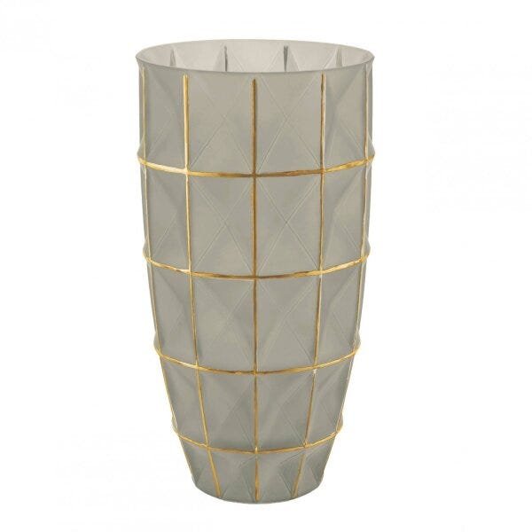 Vaso Decorativo Vidro Quadriculado 32cmx16,5cm Mart Collection - 1