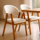 Ver imagem 1 de Kit 2 Cadeiras de Jantar Noah Estofada com Braço Madeira Maciça Linho Bege - Arkell