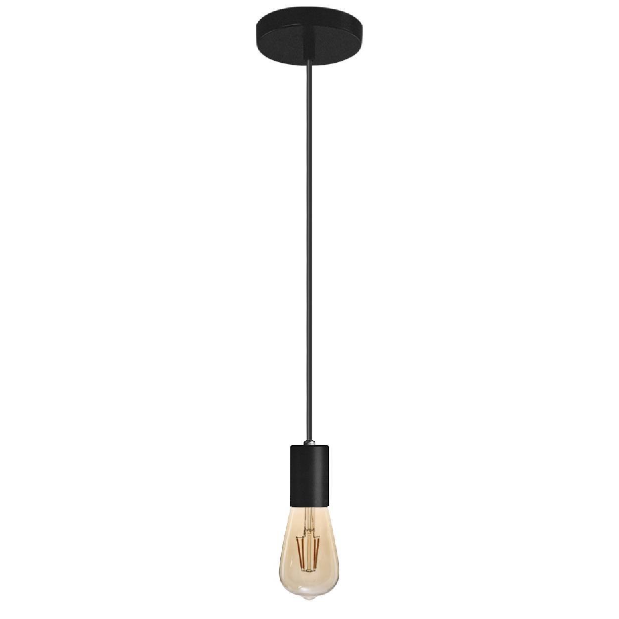 Pendente Vintage Alumínio Liso Cabo Preto E27 1,5m - Blumenau