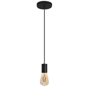 Pendente Vintage Alumínio Liso Cabo Preto E27 1,5m - Blumenau