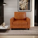 Ver imagem 2 de Poltrona Decorativa Para Sala De Estar E Recepção Malta L02 Couríssimo Camel - Lyam Decor