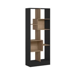 Estante Livreiro Multiuso com 8 Nichos Preto Fosco/carvalho - Qmovi - 3