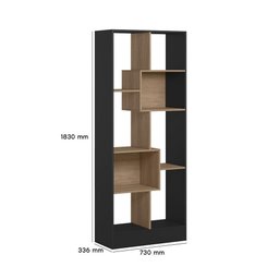 Estante Livreiro Multiuso com 8 Nichos Preto Fosco/carvalho - Qmovi - 5