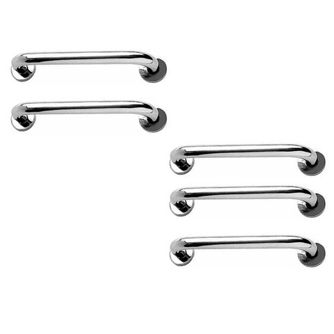 Alça de Apoio Barra 30cm Kit 5 Unidades Inox Idoso Cadeirante Deficiente Banheiro Box Corrimao Supor