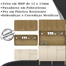 Kit Armario Cozinha 6 Portas 2491 Freijo Vanilla Ripado KTP - 3