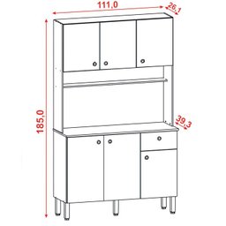 Kit Armario Cozinha 6 Portas 2491 Freijo Vanilla Ripado KTP - 4