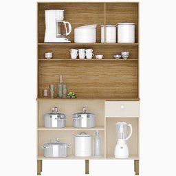 Kit Armario Cozinha 6 Portas 2491 Freijo Vanilla Ripado KTP - 6