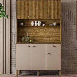 Kit Armario Cozinha 6 Portas 2491 Freijo Vanilla Ripado KTP - 2