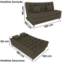 Ver imagem 3 de Sofa Cama 2 Lugares 185 Cm Duda Veludo Light B256 Marrom Claro Milani Store
