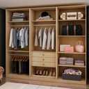 Ver imagem 1 de Guarda Roupa Closet 240 Cm 3 Gavetas e Cabideiros 100% Mdf Cor:savana