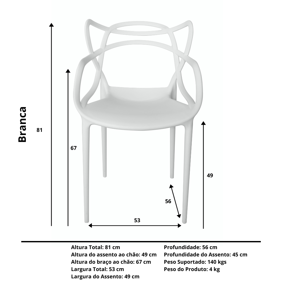 Cadeira Allegra Branca - Kit com 4 - 4
