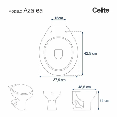 Assento Sanitário Poliéster Soft Close Azalea marfim para louça Celite