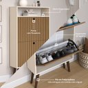 Ver imagem 5 de Sapateira com 2 Portas Basculantes Drex para Hall de Entrada ou Quarto - Off White com Ripado