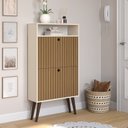 Ver imagem 1 de Sapateira com 2 Portas Basculantes Drex para Hall de Entrada ou Quarto - Off White com Ripado