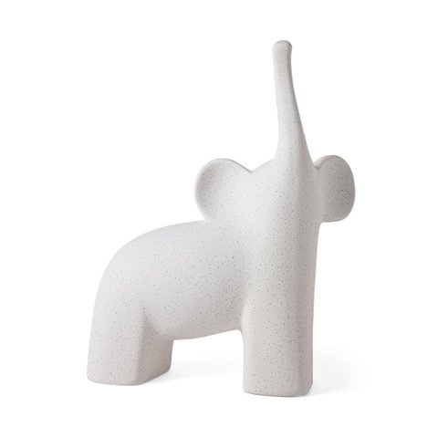 Escultura Decorativa Elefante em Cerâmica Branco 33cm 16569G Mart