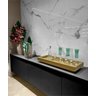 Bandeja Retangular Espelho Dourado Luxo Decoração - 5