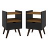 Mesa de Cabeceira para Quarto Elegance Kit com 2 Unidades:preto/freijó - 1