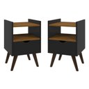 Ver imagem 1 de Mesa de Cabeceira para Quarto Elegance Kit com 2 Unidades:preto/freijó
