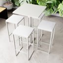 Ver imagem 1 de Conjunto Mesa Alta Bar Bistrô Quadrada Branca 4 Bancos Estofado Don Castro Decor