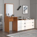 Ver imagem 1 de Cômoda Penteadeira Porto 6 Gavetas com Espelho 209x160cm Branco/Freijó 240890