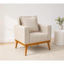 Ver imagem 4 de Poltrona Portofino Retro Pes Palito Linho Sala Areia 85cm
