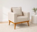 Ver imagem 5 de Poltrona Portofino Retro Pes Palito Linho Sala Areia 85cm