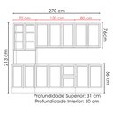 Ver imagem 2 de Cozinha Armario 6 Peças Paneleiro Balcao para Pia 270 cm Unna Branco Poliman