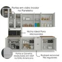 Ver imagem 4 de Cozinha Armario 6 Peças Paneleiro Balcao para Pia 270 cm Unna Branco Poliman