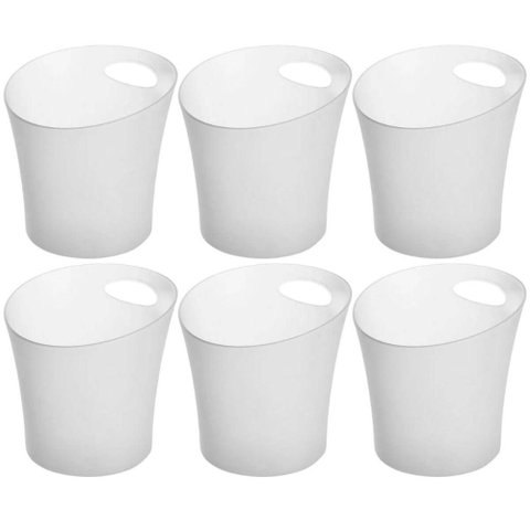 Kit 6 Baldes de Gelo 4,5l Plástico Transparente 23,5cm com Alça Bebidas Champanhes Espumantes