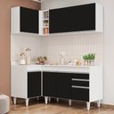 Ver imagem 2 de Armário de Cozinha Modulado de Canto Direito 4 Peças Cp38 Balcão com Tampo Branco/preto - Lumil Lumi