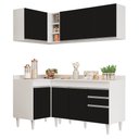 Ver imagem 1 de Armário de Cozinha Modulado de Canto Direito 4 Peças Cp38 Balcão com Tampo Branco/preto - Lumil Lumi