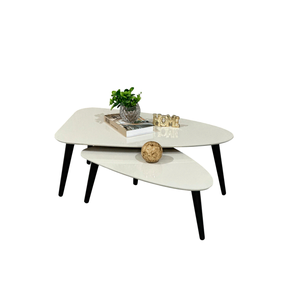 Mesa de Centro Sala Estar Decorativa Sofá Canto Escritório: Off White