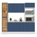 Ver imagem 5 de Cozinha Pérola com Rodapé Cristaleira com LED e Tampo 4 Peças 230 cm Yescasa Azul