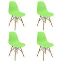 Ver imagem 3 de Kit 4 Cadeiras Charles Eames Eiffel Wood Design - Verde Claro