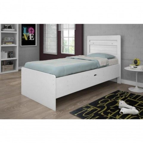 Cama Box Solteiro Baú Larissa com Colchão Espuma Branco Framar