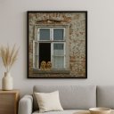 Ver imagem 1 de Quadro Decoração Rústica Cães Cocker na Janela 24x18cm - com Vidro:moldura Preta