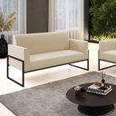 Ver imagem 3 de Sofá Namoradeira Base Industrial Alta Preto Marisa Suede D03 - D\'rossi Cor Bege