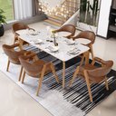 Ver imagem 2 de Kit 06 Cadeiras de Jantar e Estar Living Estofada Nadja L02 Couríssimo Marrom - Lyam Decor