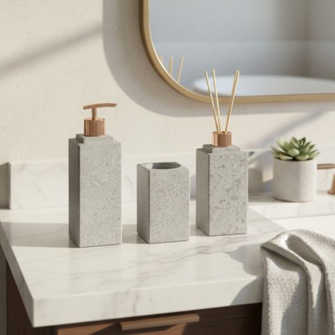 Kit Banheiro Bancada Lavabo Luxo Pedra Sabão Rose