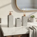 Ver imagem 1 de Kit Banheiro Bancada Lavabo Luxo Pedra Sabão Rose